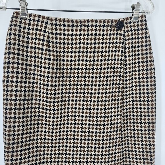 Breckenridge Skirt Womens 6 Brown Black Houndstooth Wool Lined Career Classic - Picture 2 of 10